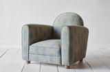 Shown in Susan Deliss Teal/Moss/Stone Criss Cross Weave and Natural Oak