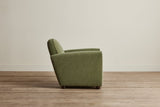 Shown in Customer's Own Material (Holland & Sherry Rambouillet Basil with Howe Leather Piping in Tobacco) and Dark Oak