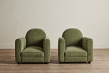 Shown in Customer's Own Material (Holland & Sherry Rambouillet Basil with Howe Leather Piping in Tobacco) and Dark Oak
