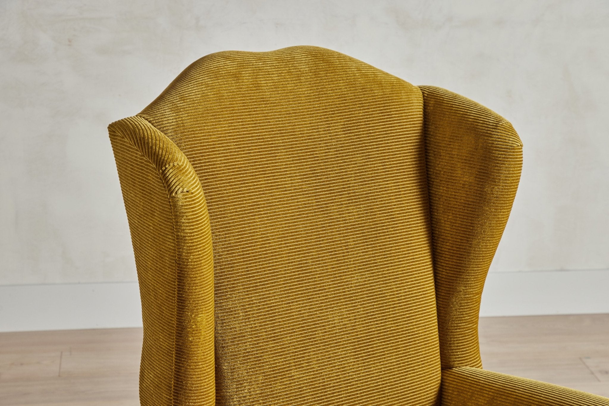 Shown in Customer’s Own Material (Zimmer Rhode Corduroy) and Natural Oak