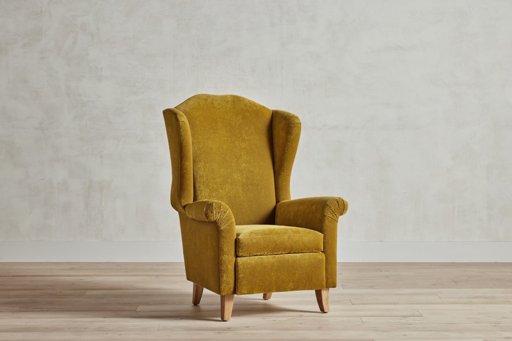 Shown in Customer’s Own Material (Zimmer Rhode Corduroy) and Natural Oak