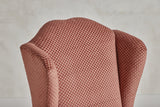 Shown in Customer’s Own Material (Robert Allen Plush Checkers) and Dark Oak