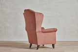 Shown in Customer’s Own Material (Robert Allen Plush Checkers) and Dark Oak