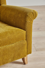 Shown in Customer’s Own Material (Zimmer Rhode Corduroy) and Natural Oak