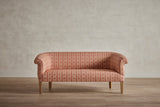 Shown in Customer’s Own Material (Pierre Frey, Marquis de Pierre Rayure in Rouge) and Natural Oak, 62 In.