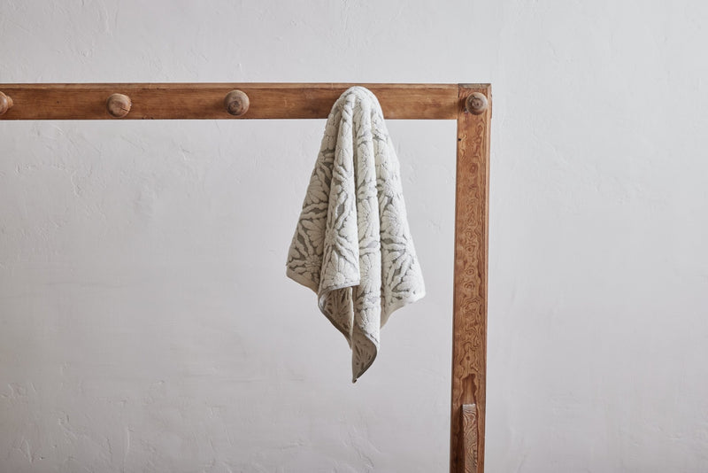 Nickey Kehoe Marguerite Hand Towel in Fog - Nickey Kehoe