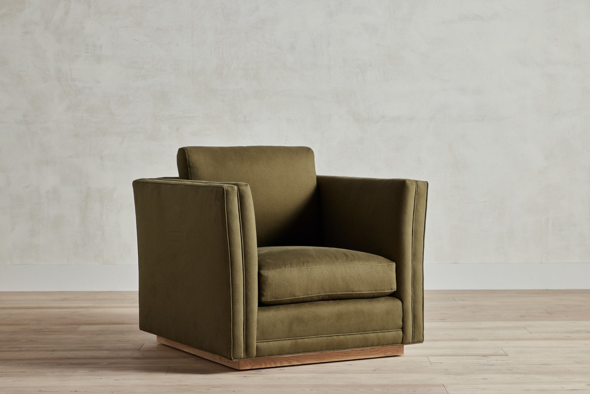 Shown in Nickey Kehoe Dark Olive Twill and Natural Oak plinth