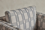 Shown in Customer's Own Material (Schumacher Elko Plaid) and Natural Oak plinth