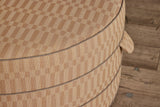 Shown in Large (36 in.) in Customer’s Own Material (Perennials Foxglove Lane in Apricot with Samuel & Son’s 1/8” Saison Cord Trim)