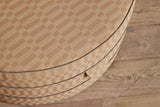 Shown in Large (36 in.) in Customer’s Own Material (Perennials Foxglove Lane in Apricot with Samuel & Son’s 1/8” Saison Cord Trim)