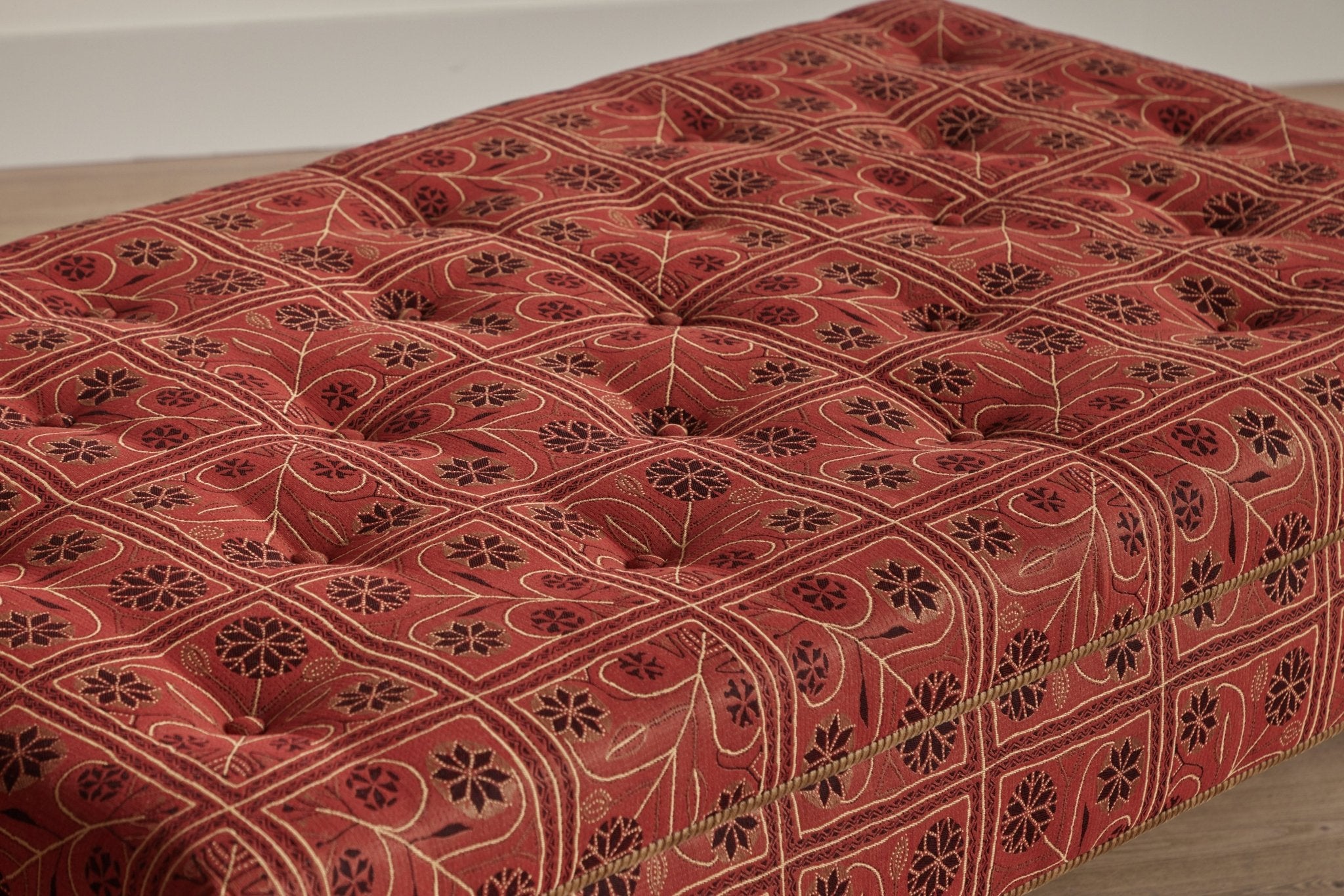 Shown in Customer's Own Material (Jed Johnson Parterre in Terracotta with H&S Camel Corduroy trim) with Natural Oak