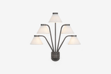 Shown in Blackened Pewter with White Linen Shades