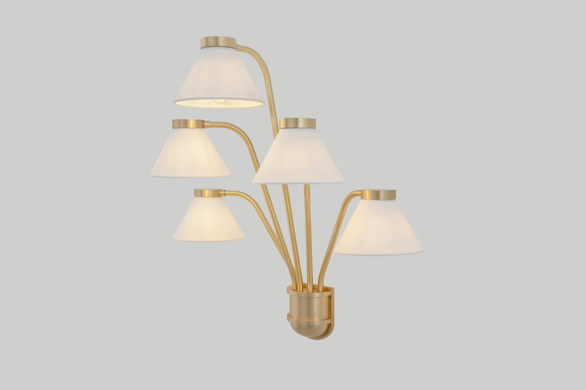 Shown in Hewn Brass Lacquered with Shade