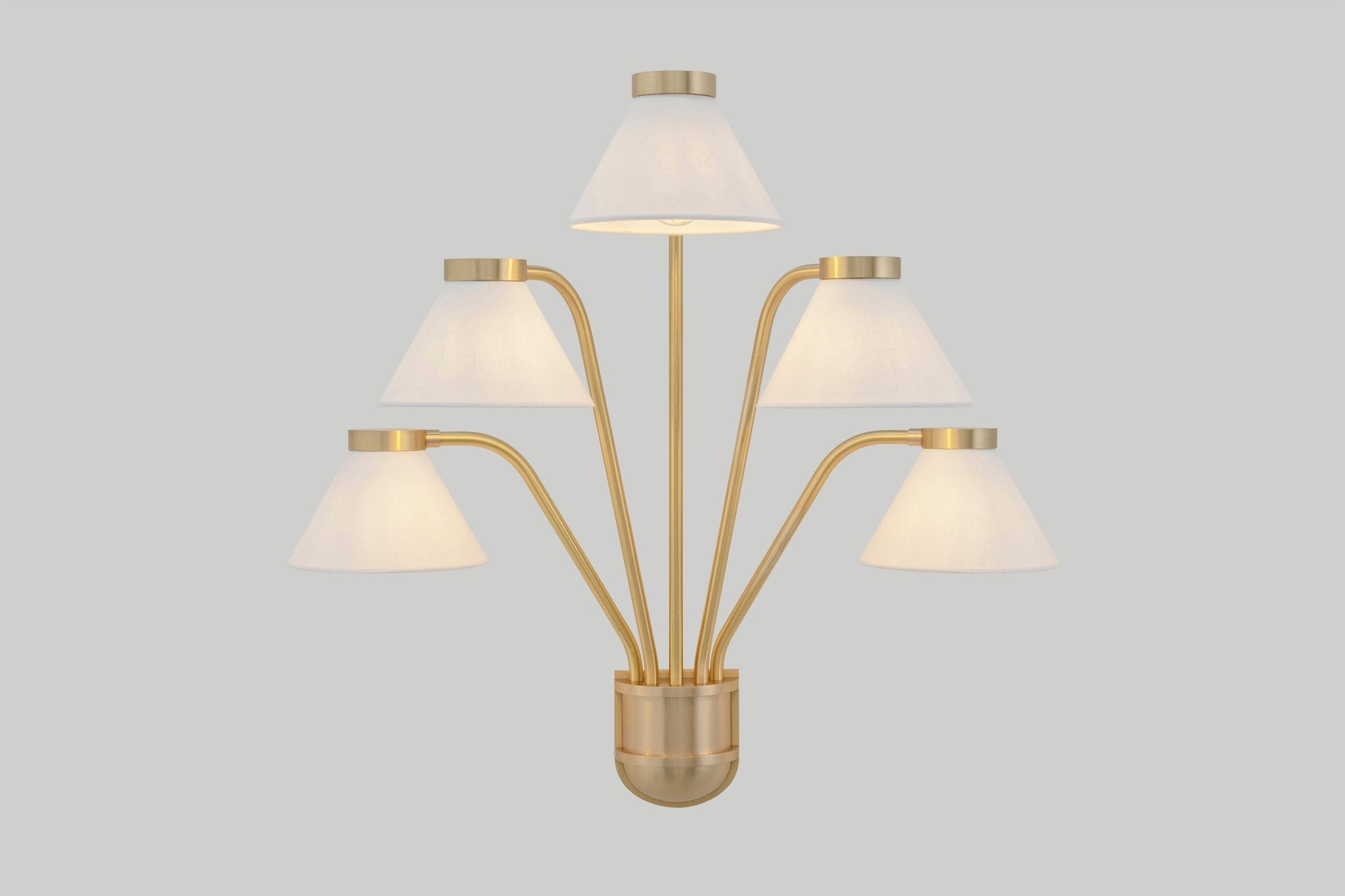 Shown in Hewn Brass Lacquered with Shade