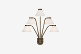 Shown in Antique Brass with White Linen Shades
