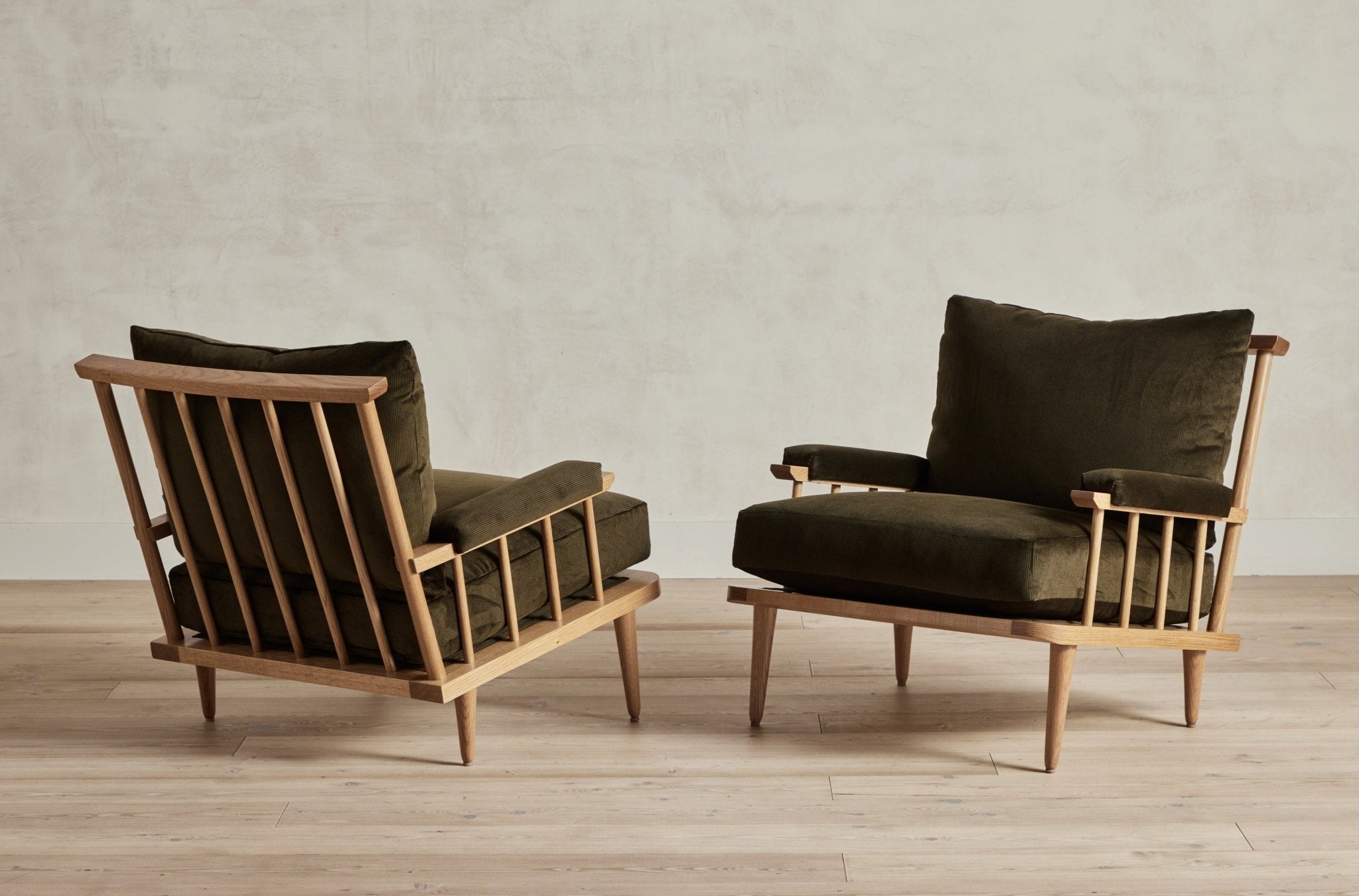 Shown in Holland & Sherry Olive Corduory and Natural Oak