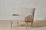 Shown in Customer's Own Material (Guy Goodfellow Olive Sacking in Cocoa) and Natural Oak
