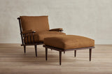Shown in Nickey Kehoe Twill in Walnut and Saddle with matching Ottoman