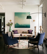Shown in Green Linen Book-Cloth Shade & Blackened Steel, 96 in.