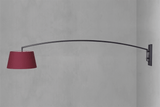 Shown in Oxblood Linen Book-Cloth Shade & Blackened Steel, 96 in.