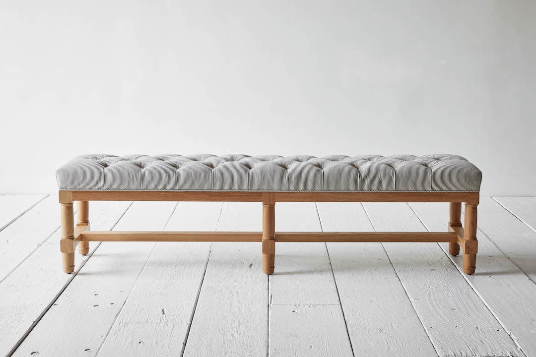 Shown in Howe Humbug Ticking and Natural Oak, 60 in.