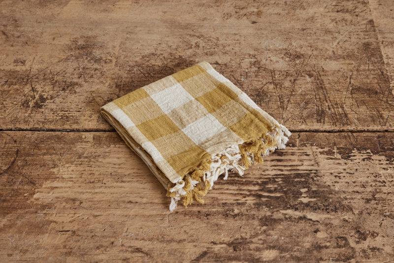 Ochre Gingham Kitchen Towel - Nickey Kehoe