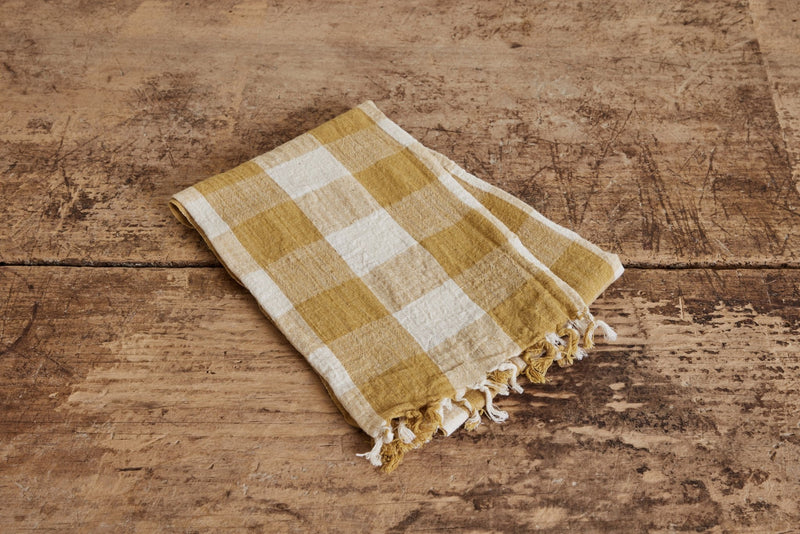 Ochre Gingham Kitchen Towel - Nickey Kehoe