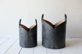 Otis Ingrams, Leather Log Basket in Charcoal Black - Nickey Kehoe