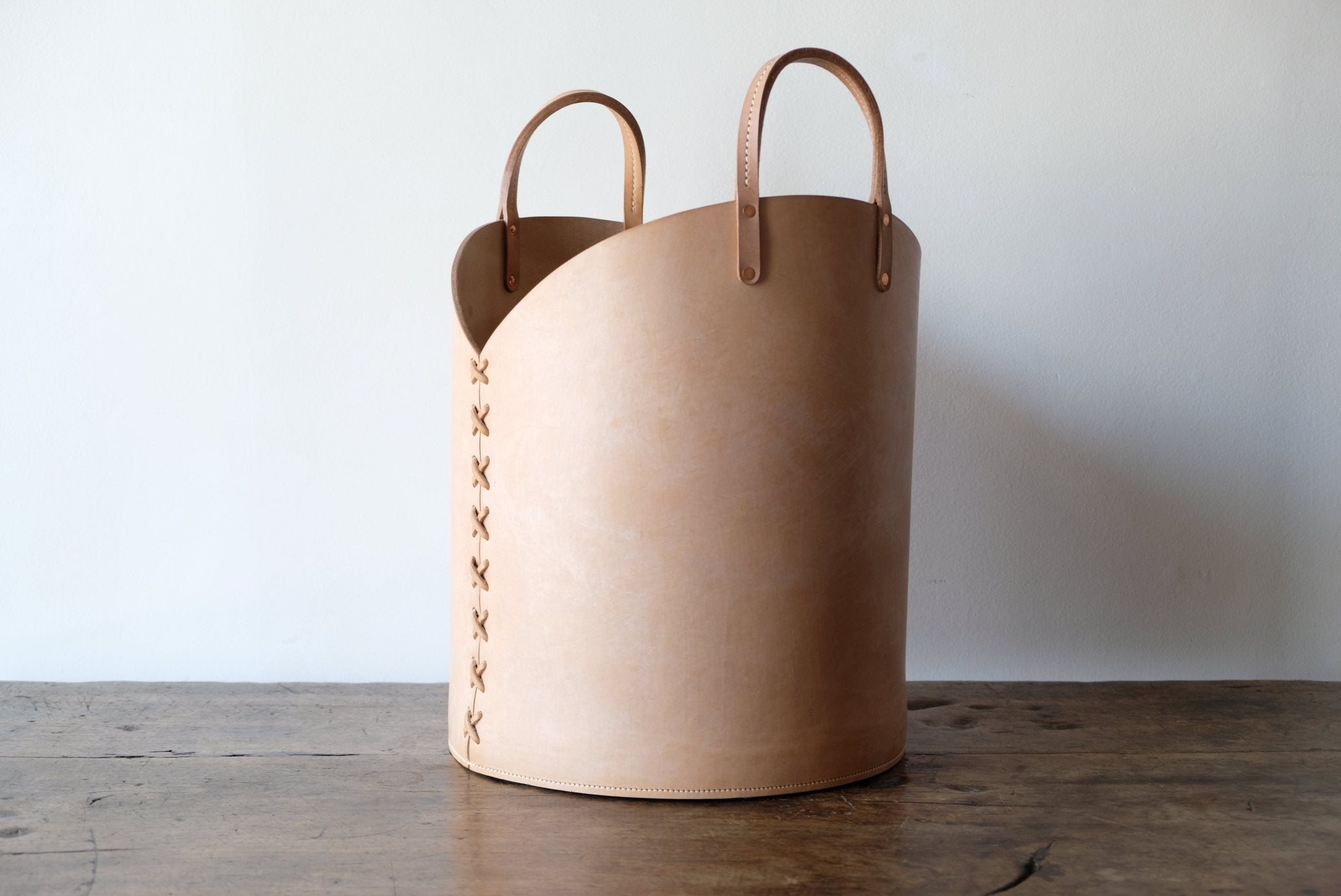 Otis Ingrams, Leather Log Basket in Russet - Nickey Kehoe