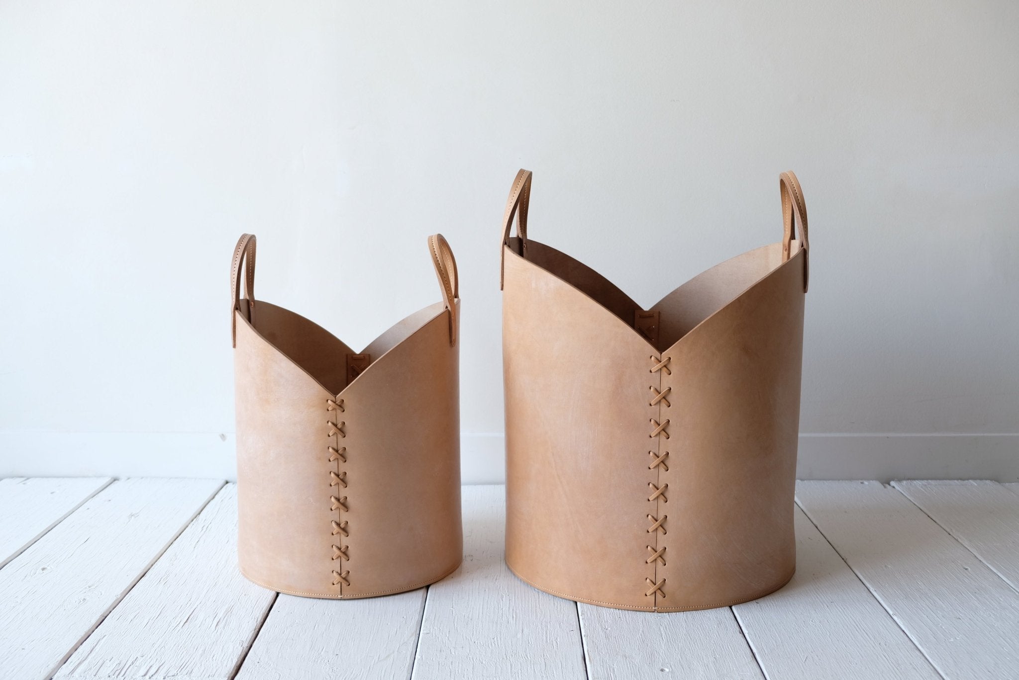 Otis Ingrams, Leather Log Basket in Russet - Nickey Kehoe