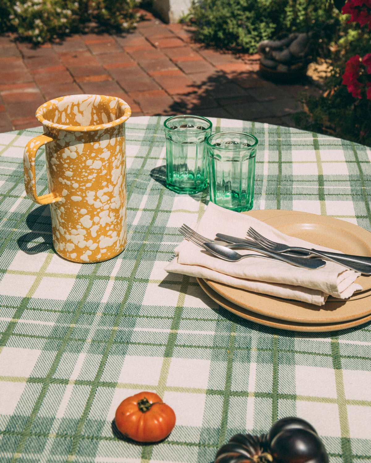 Enamelware Pitcher in Citron Splatter