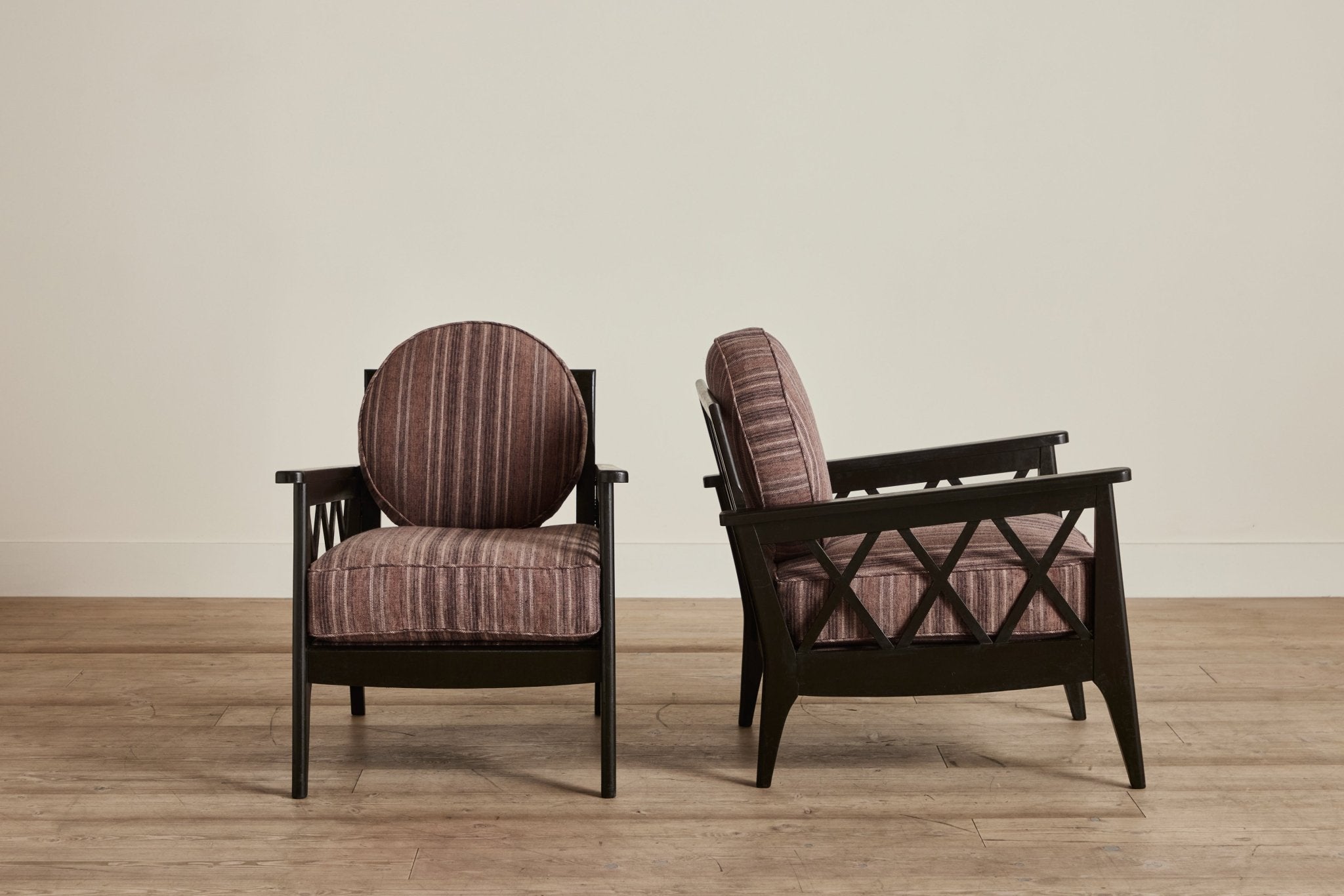 Pair of Lattice Wood Armchairs (LA) - Nickey Kehoe