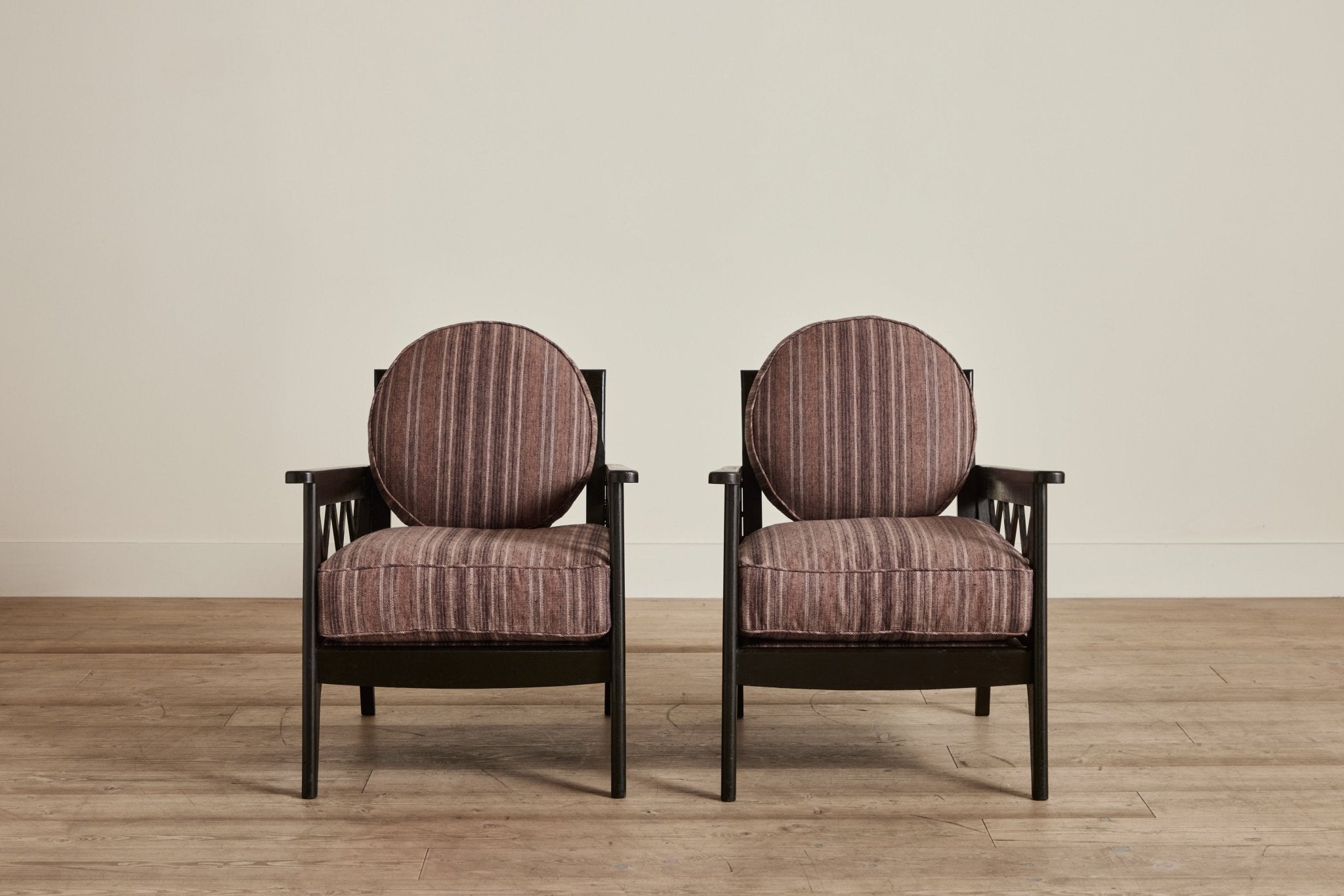 Pair of Lattice Wood Armchairs (LA) - Nickey Kehoe