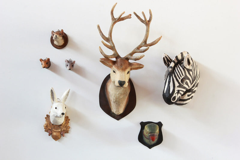 Seven Paper Taxidermy Animals.