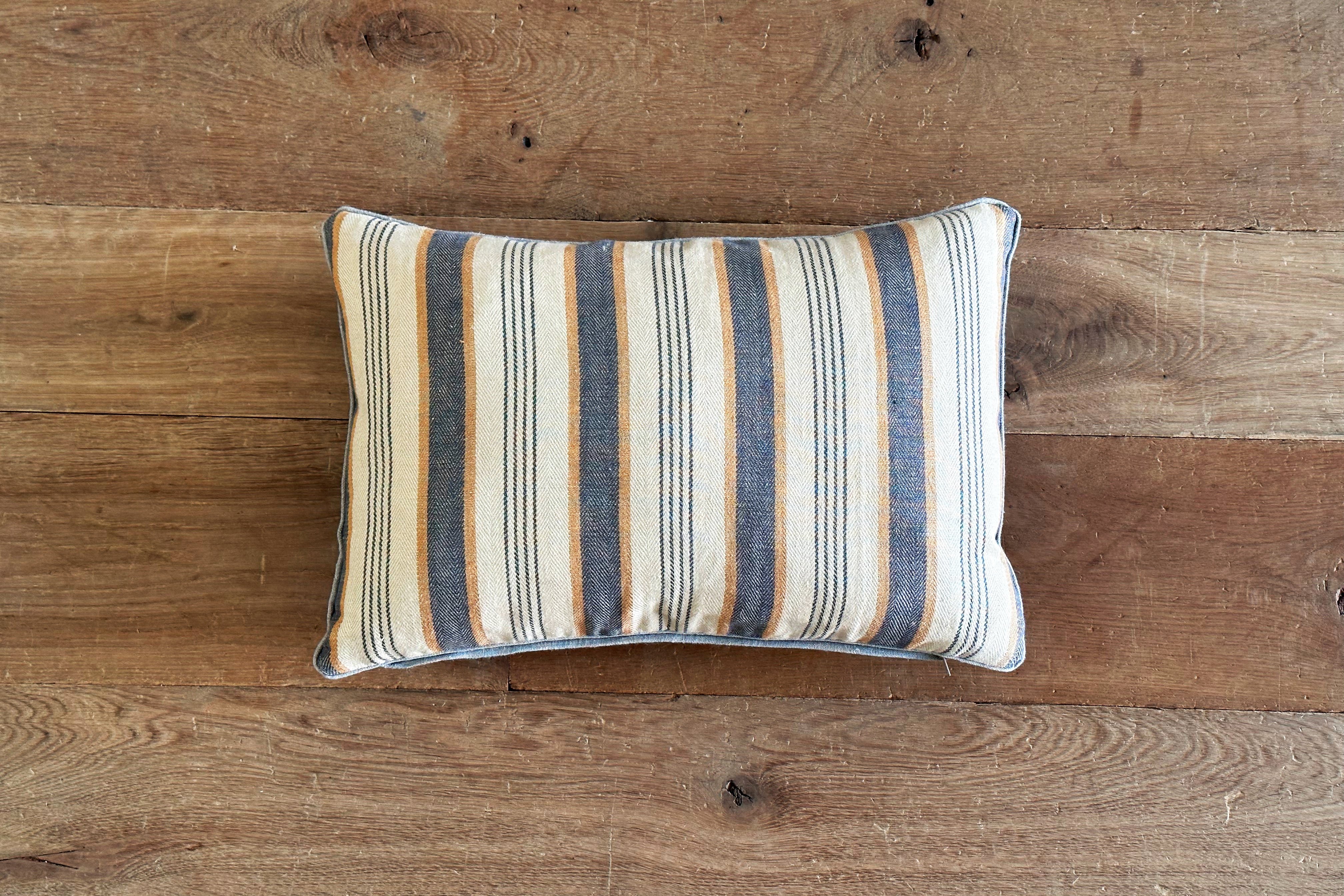 Slate and Chestnut Striped Throw Pillow