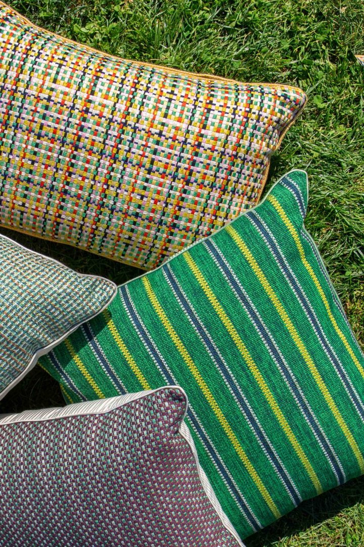 Nickey Kehoe Outdoor Pillow, Green Stripe