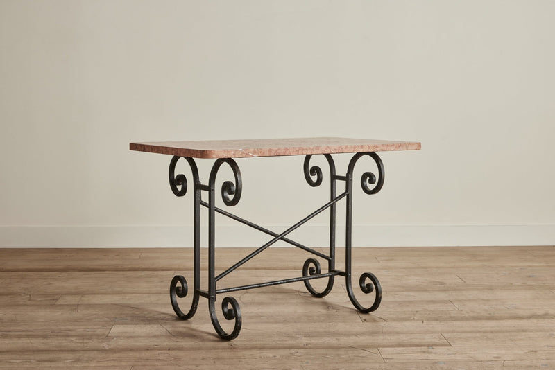 Pink Marble & Iron Table (LA) - Nickey Kehoe