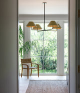 Shown in Black finish with large Benjamin Moore 383 Meadow View shades and Hewn Brass Lacquered interior