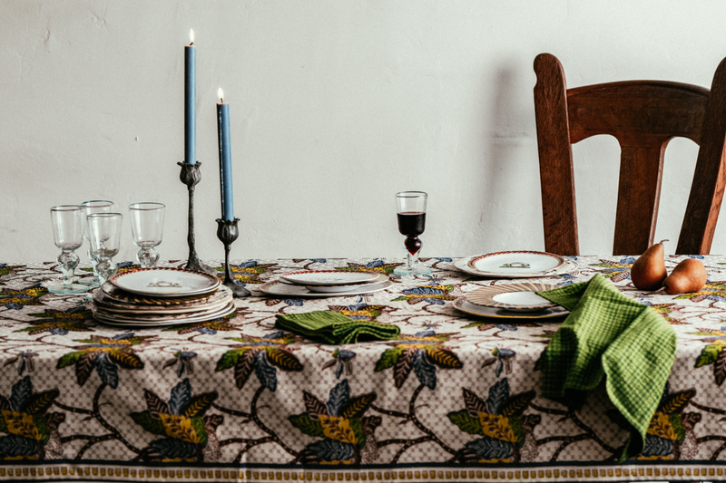 Night Bloom Tablecloth In Citron Medley