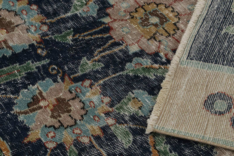 Turkish Blue Floral Rug 6’3 x 9’7 (LA) - Nickey Kehoe