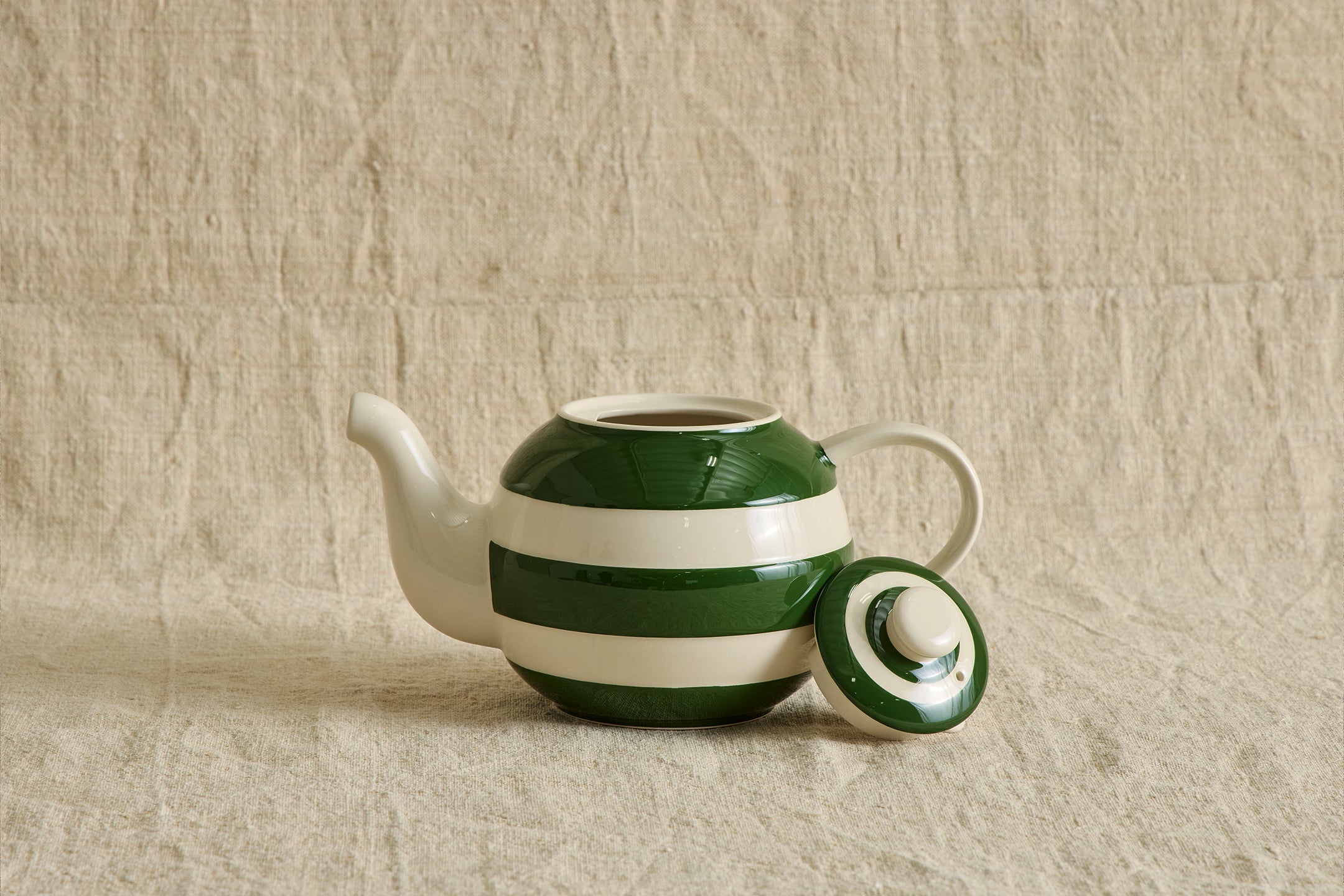 Striped Green Teapot