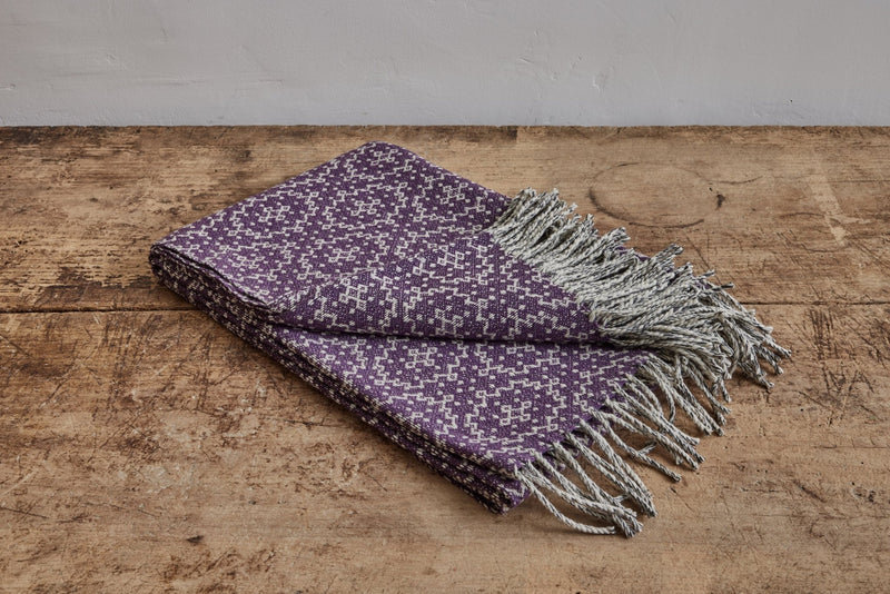 Wool Purple Jigsaw Throw Blanket - Nickey Kehoe