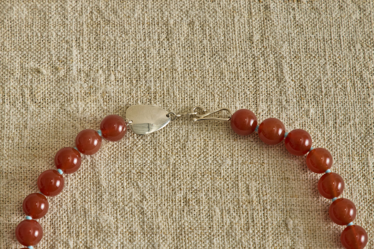 Carnelian & Silver Stone Link Necklace
