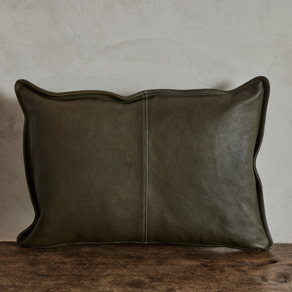 Olive Leather Pillow – Nickey Kehoe