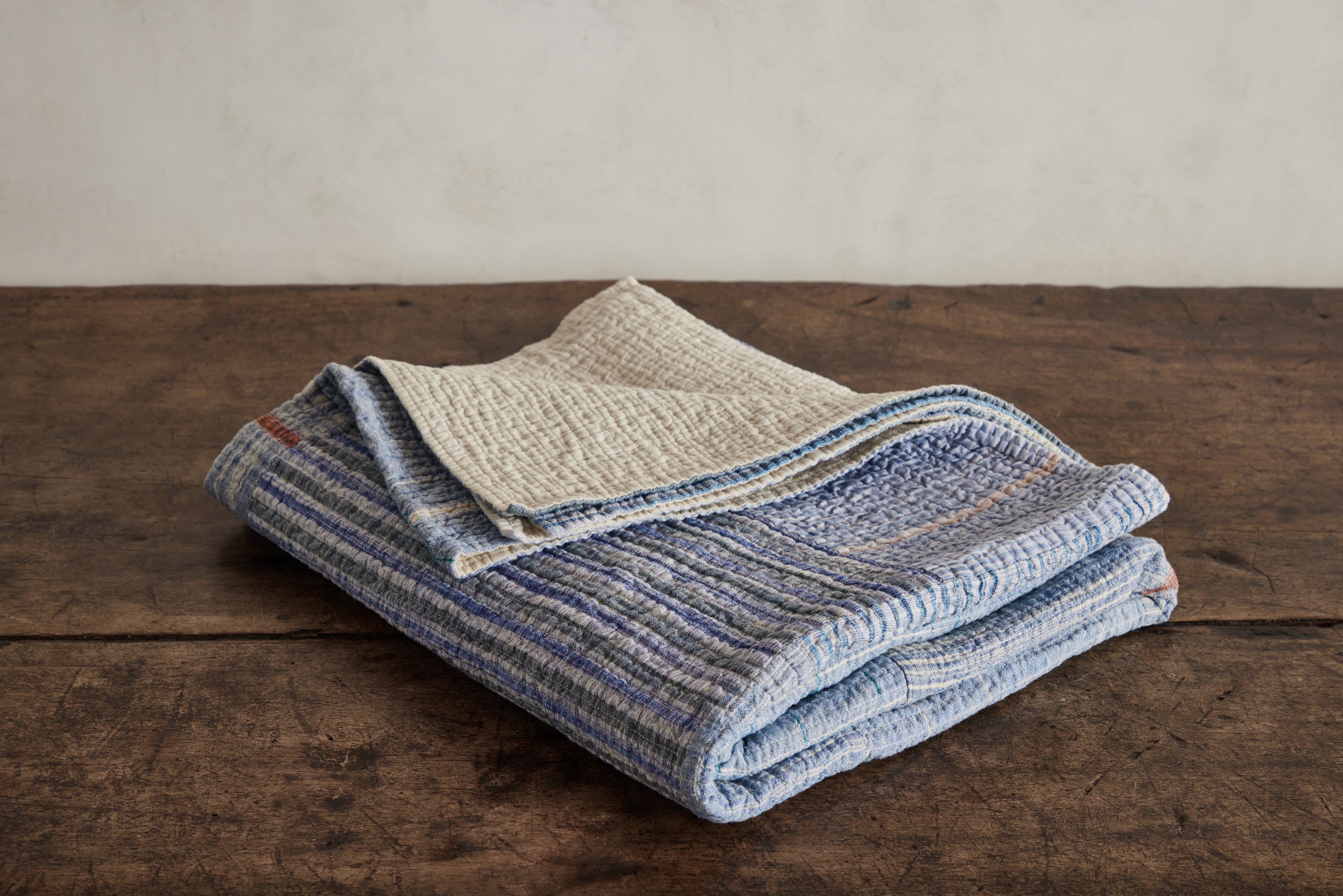 Blues Patchwork Khadi Throw