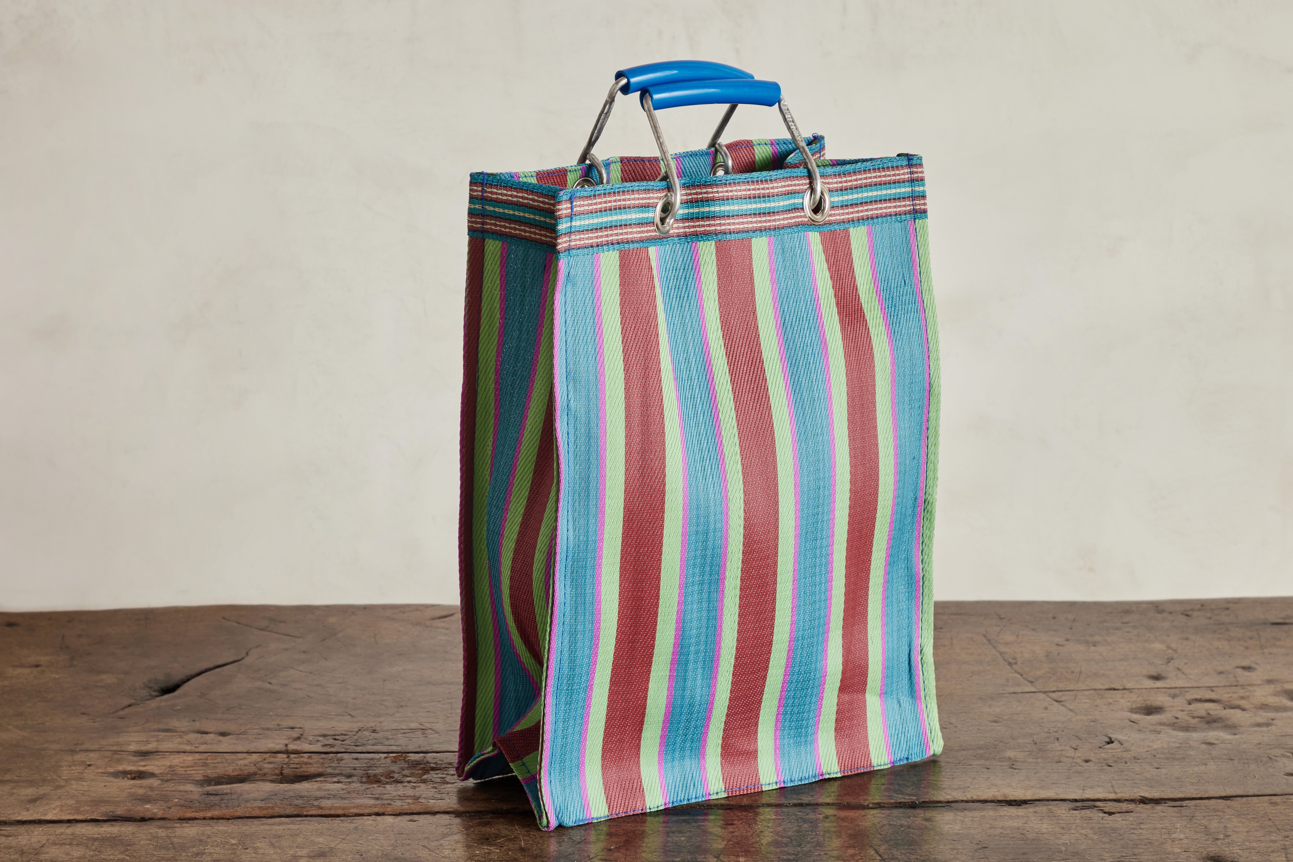 Rectangular Market Tote in Red/Blue