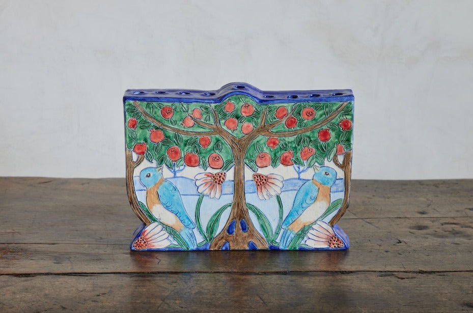 Tree & Bird Ceramic Menorah