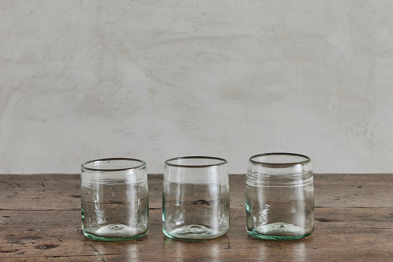 Smokey Blue Striped Water Glass, Set of 4