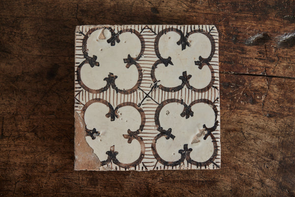 Italian Tile Trivet, Brown & White