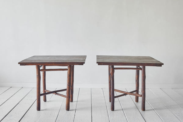 Pair of Wood Brutalist Tables